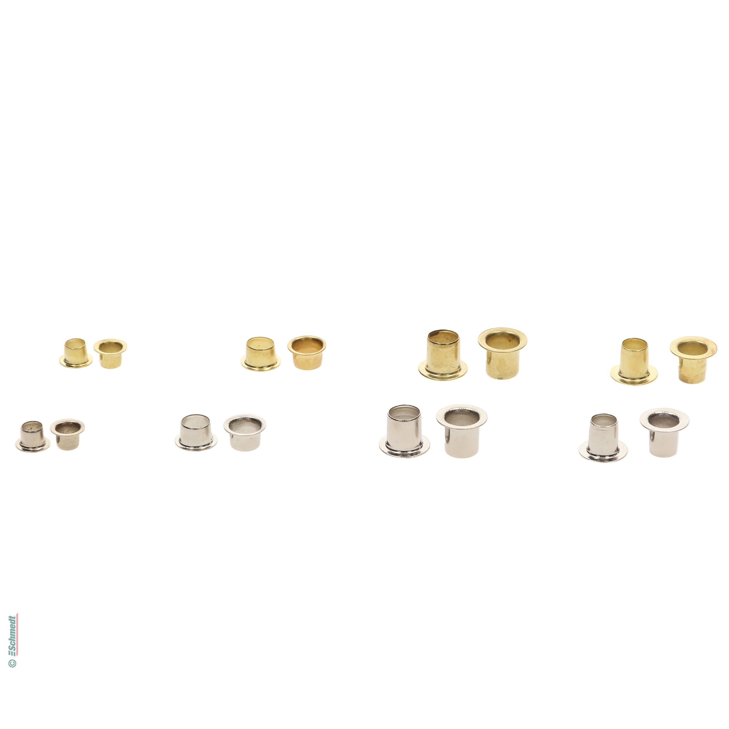 Oeillets métalliques - Types 269 | 270 - avec Ø de corps (int/ext.: 5,0 mm / 5,7 mm - Oeillets en métal protègent les trous poinçonnés contr...