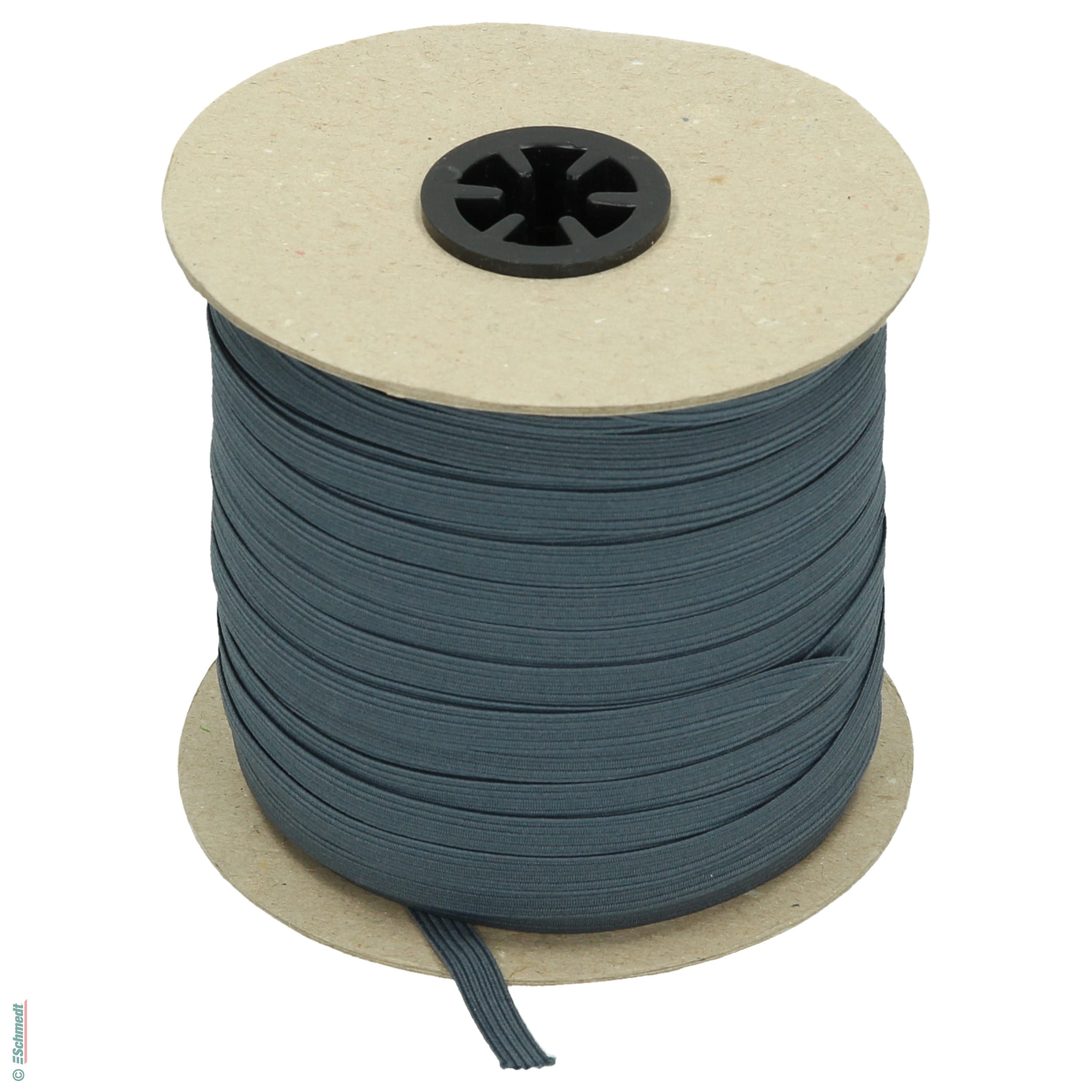 Ruban plat en caoutchouc, élastique • env. 7 mm de large - Couleur 020 - anthracite - Longueur des rlx (en m) 100 - Peut aussi être équipée ...