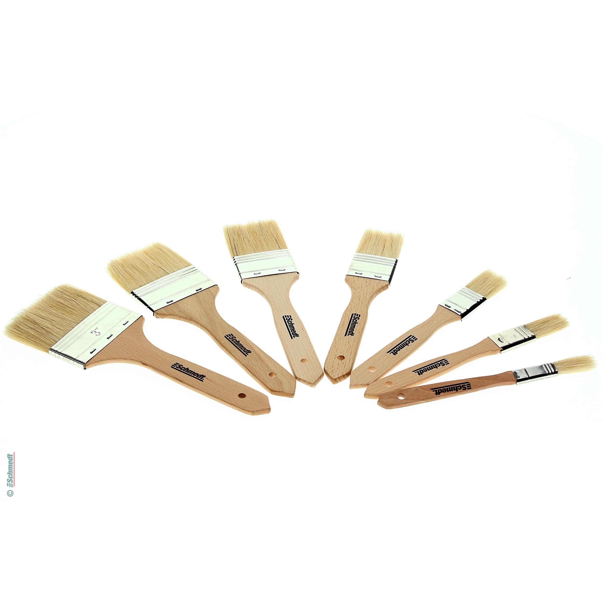 Lot de 3 pinceaux plats 38, 50 et 63 mm manche en bois vernis