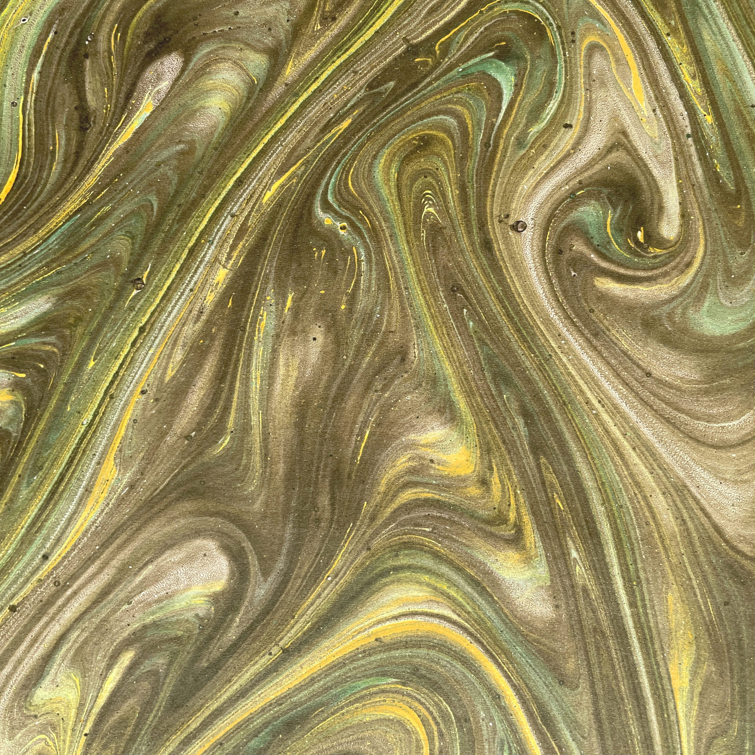 Papier marbré français véritable - Couleur 075 - marron/vert - Format 65 x 50 cm (ST)... - image-1