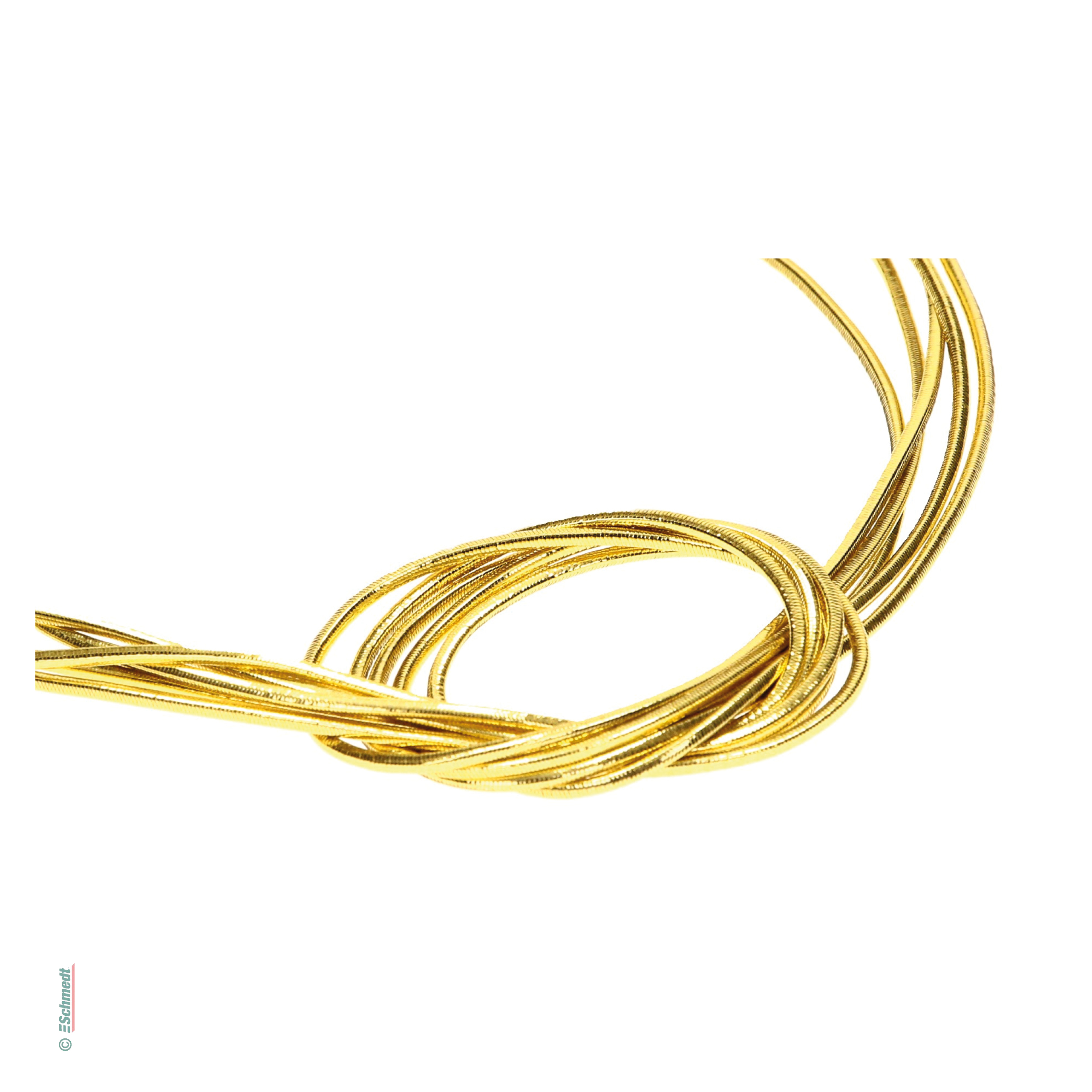 Ficelle élastique cramponnée comme anneau avec clip - Couleur 201 - or métallique - pour relier ou fermer chemises, cartes de menu, cartes d...