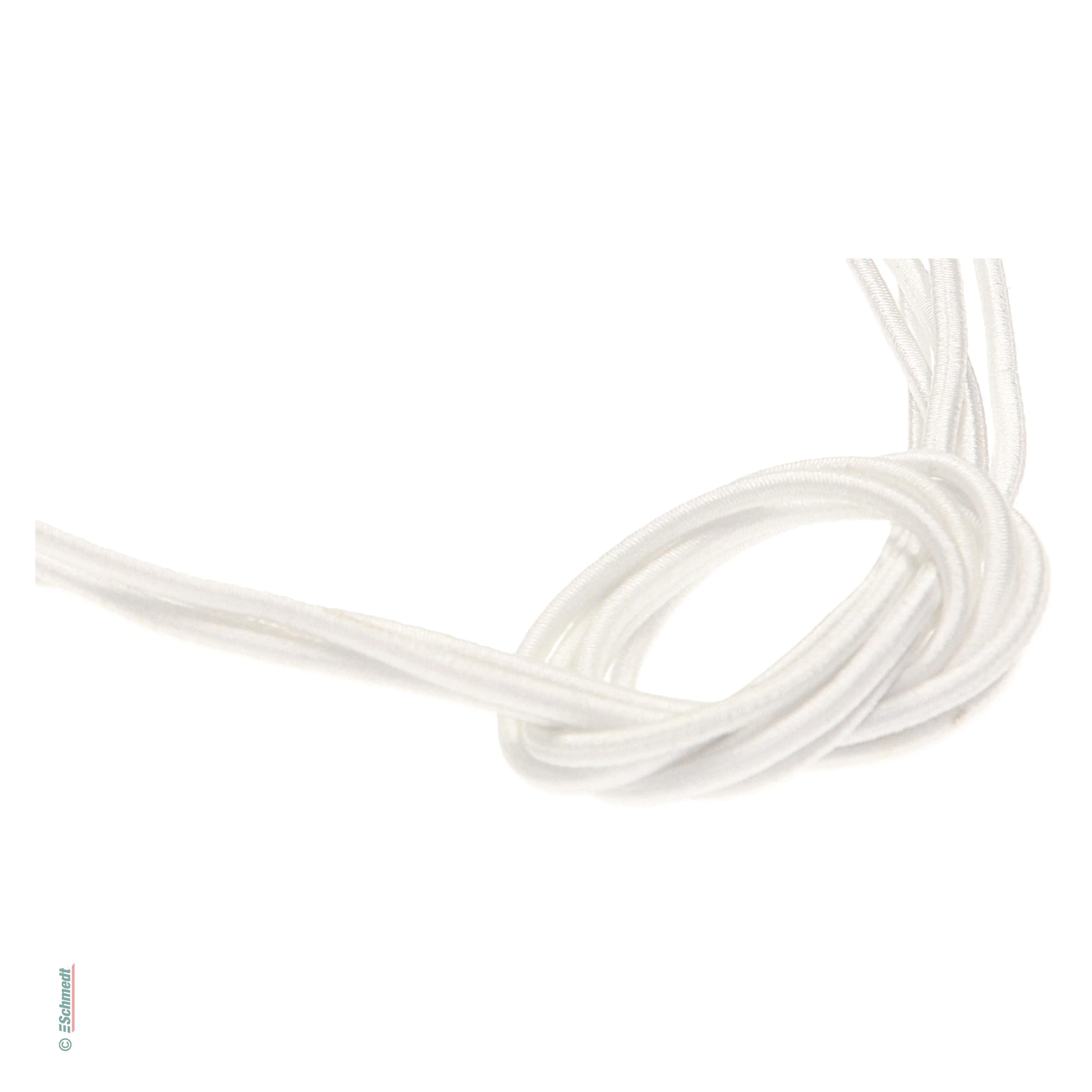 Ficelle élastique cramponnée comme anneau avec clip - Couleur 001 - blanc - pour relier ou fermer chemises, cartes de menu, cartes d'invitat... - image-1