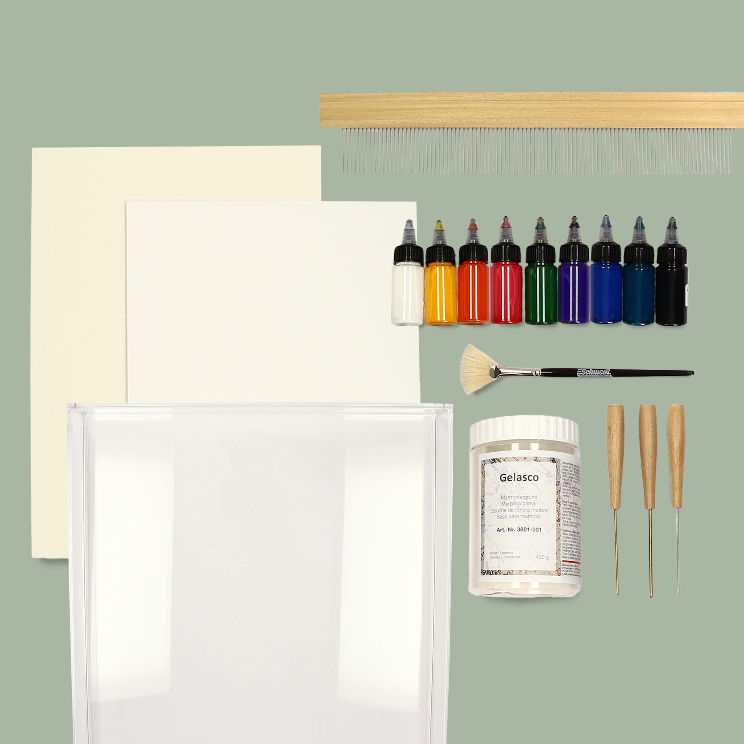 AscoColor Eco Maxi - marbling kit - Creative set with A3 tray for large marbling projects - In contrast to the classic oil- and turpentine-b... - image-1