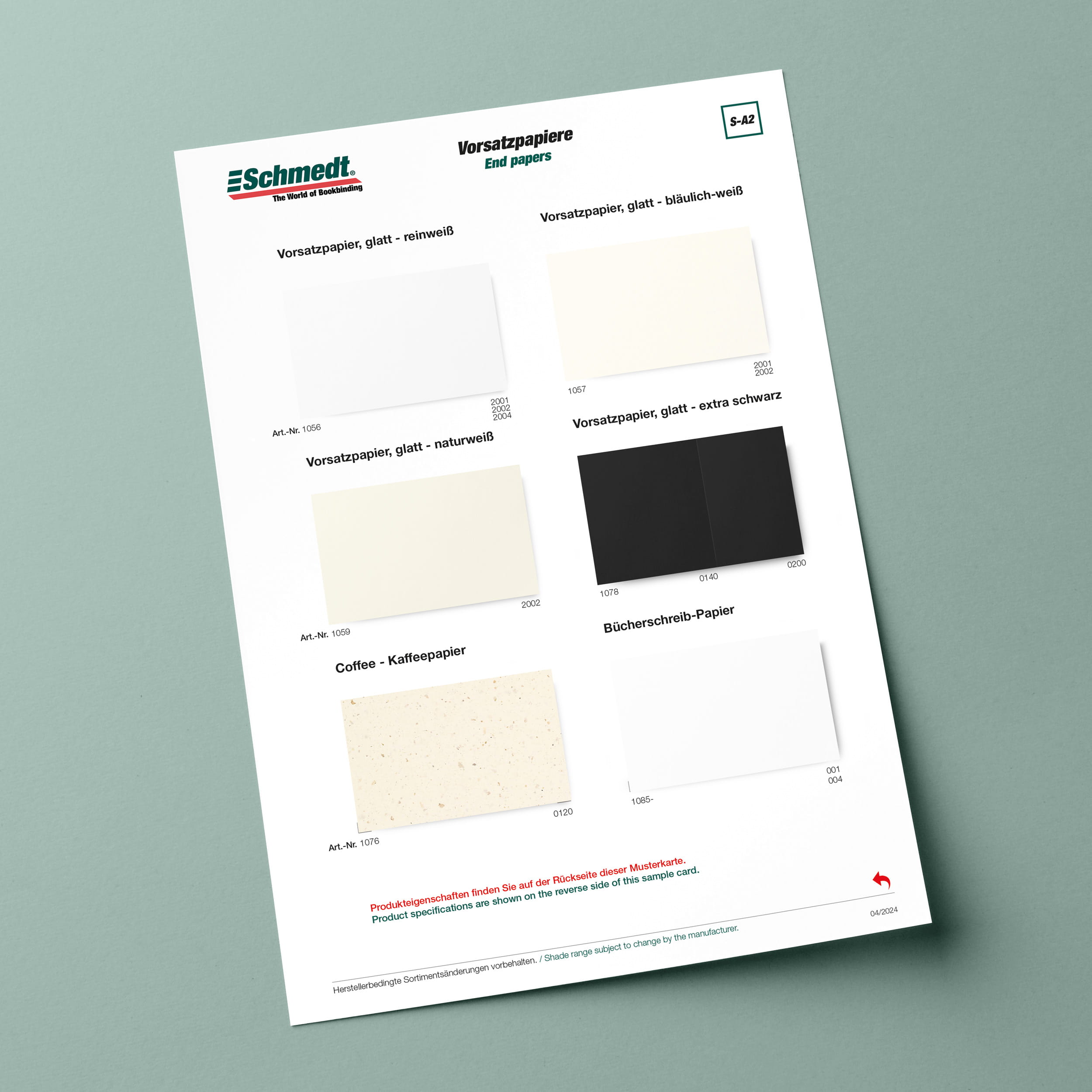 Samples card endpaper, wove - Type S-A2 Endpaper 2/2... - image-1