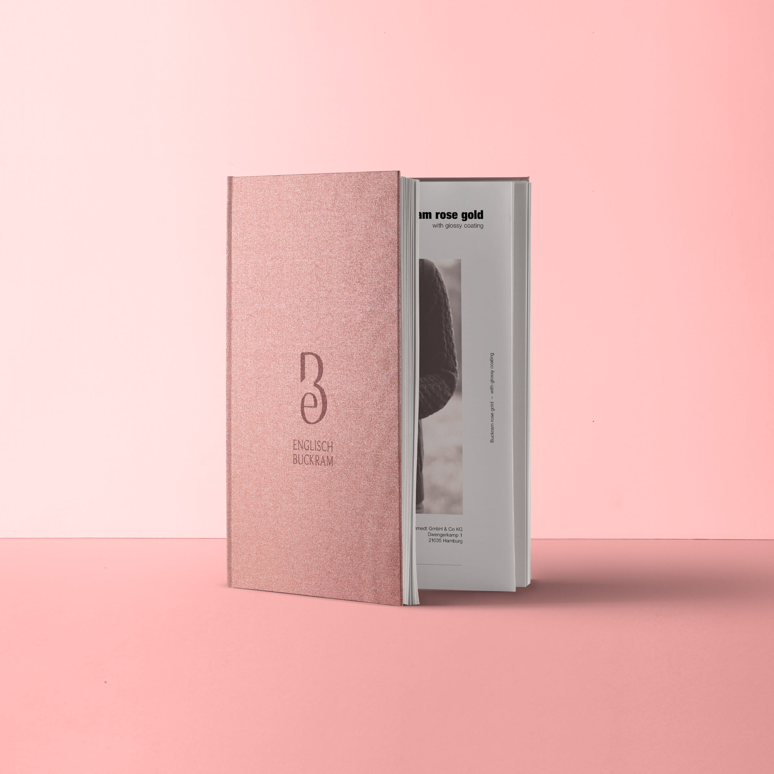 Englisch Buckram Metallic | Buchleinen - Farbe 6658 - rosé gold - Anwendungen: für Bucheinbände, Speisekarten, Notizbücher, Ordner etc.... - Bild-1