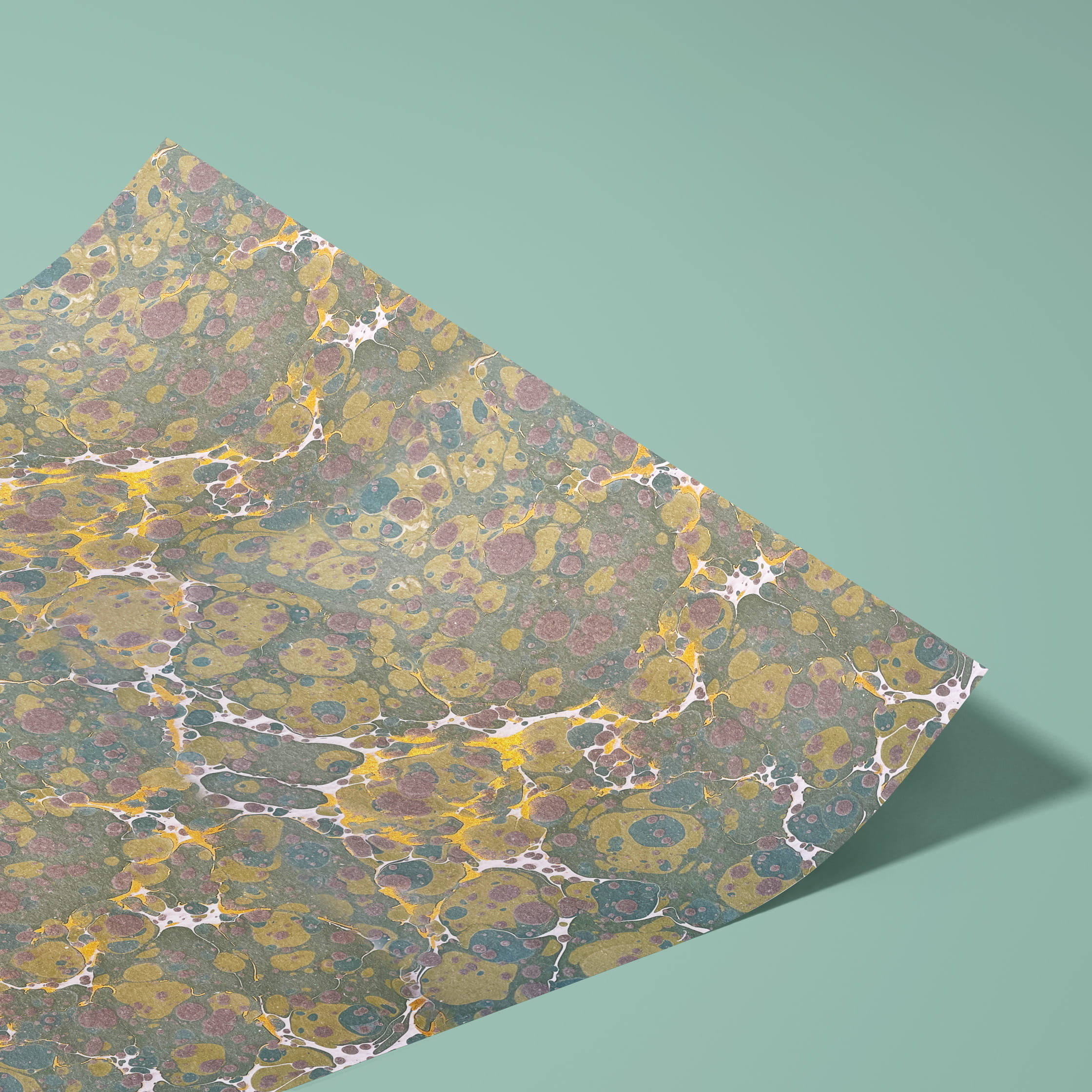 Papier marbré véritable, fait à la main - Couleur 310 - multicolore - Grammage 90 g/m² - pour couvertures de livres, boîtes et pour le brico... - image-1