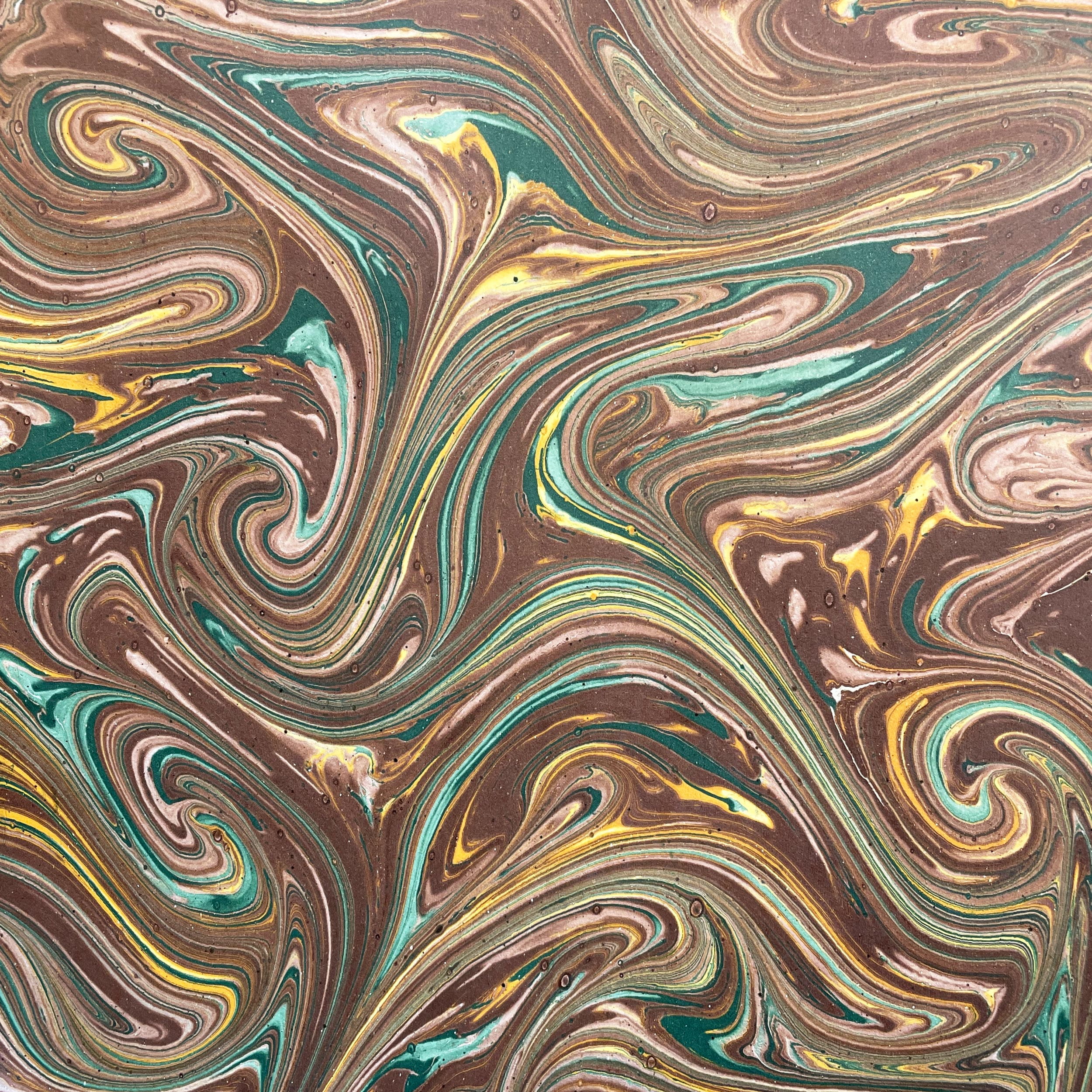 Papier marbré français véritable - Couleur 003 - brun foncé - Format 65 x 50 cm (ST)... - image-1