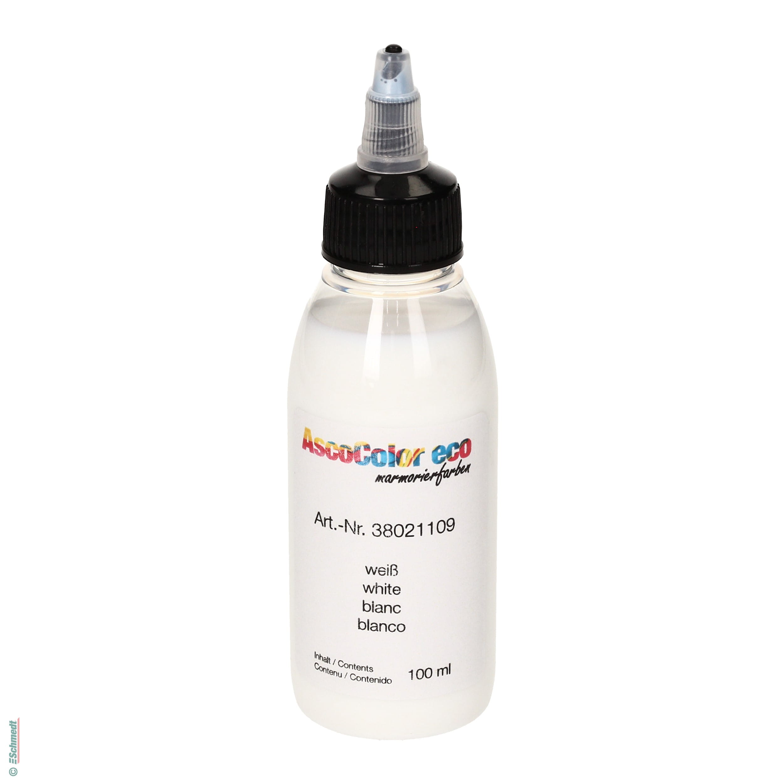 AscoColor eco - Marbling dye - Colour 109 - white - Contents Bottle / 100 ml - to produce marbled papers

Please shake the dyes vigorously...