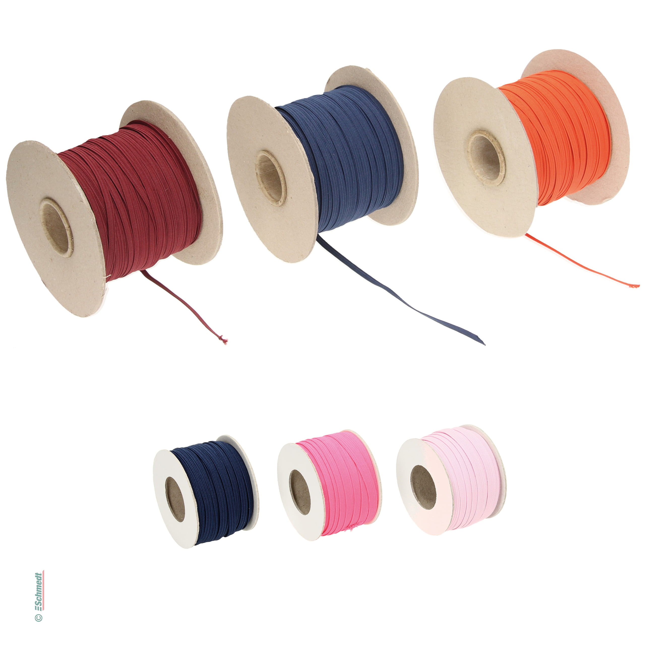 Flat rubber lace • approx. 5.5 mm wide - braided with coloured thread - May also be equipped with metal barbs (item 5390-99X) or metal clips... - image-1