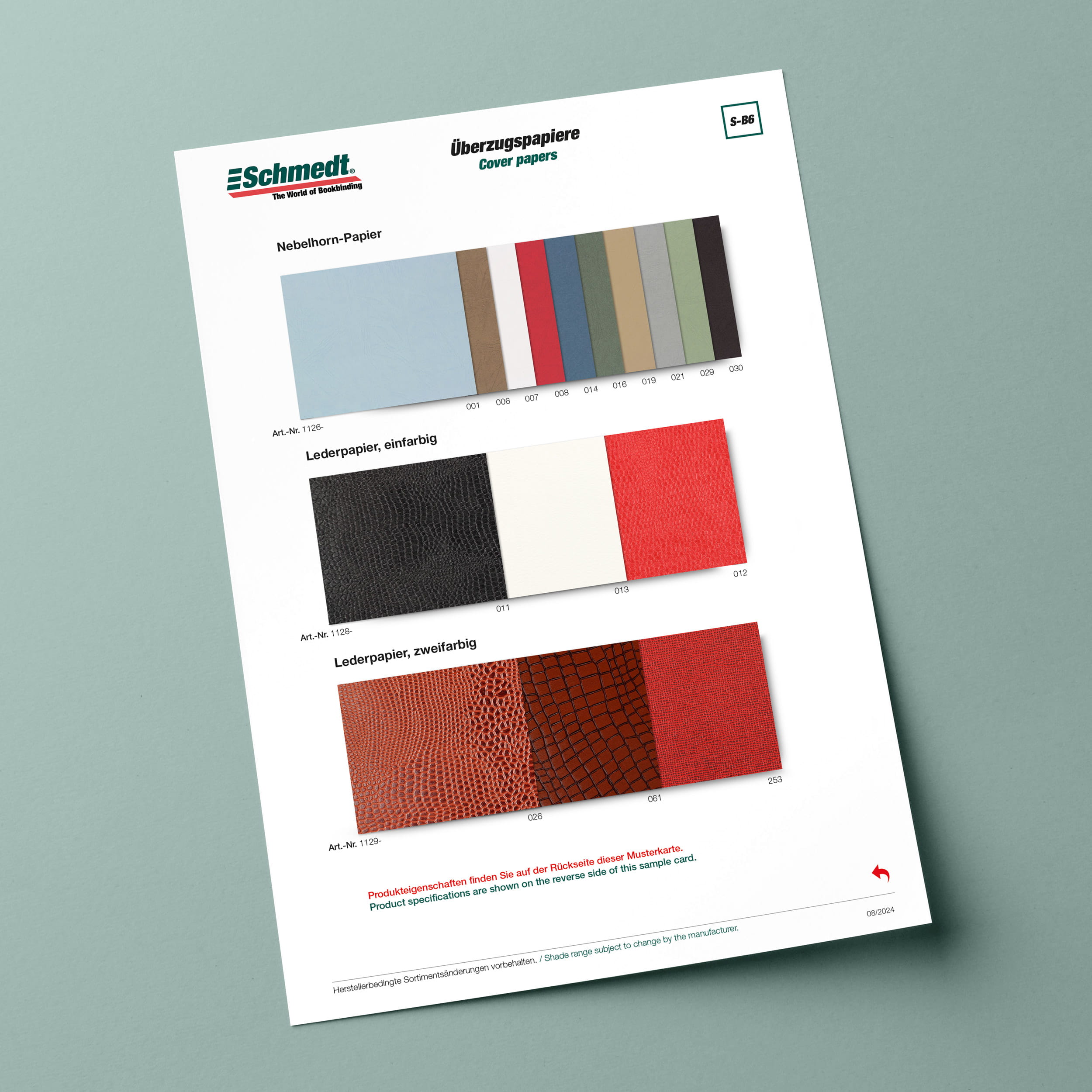 Samples card Nebelhorn cover paper, leatherette paper - Type S-B6 Cover paper 5/6... - image-1