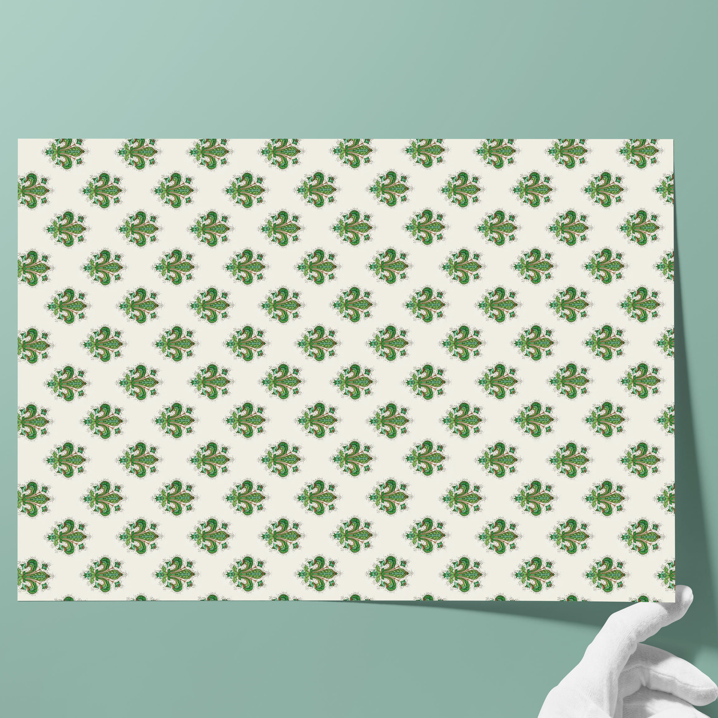 Papier florentine, matte - Couleur 019 - Dessin baroque - papier italien utilisé comme papier de couverture de livres, boîtes etc. ou pour c... - image-1