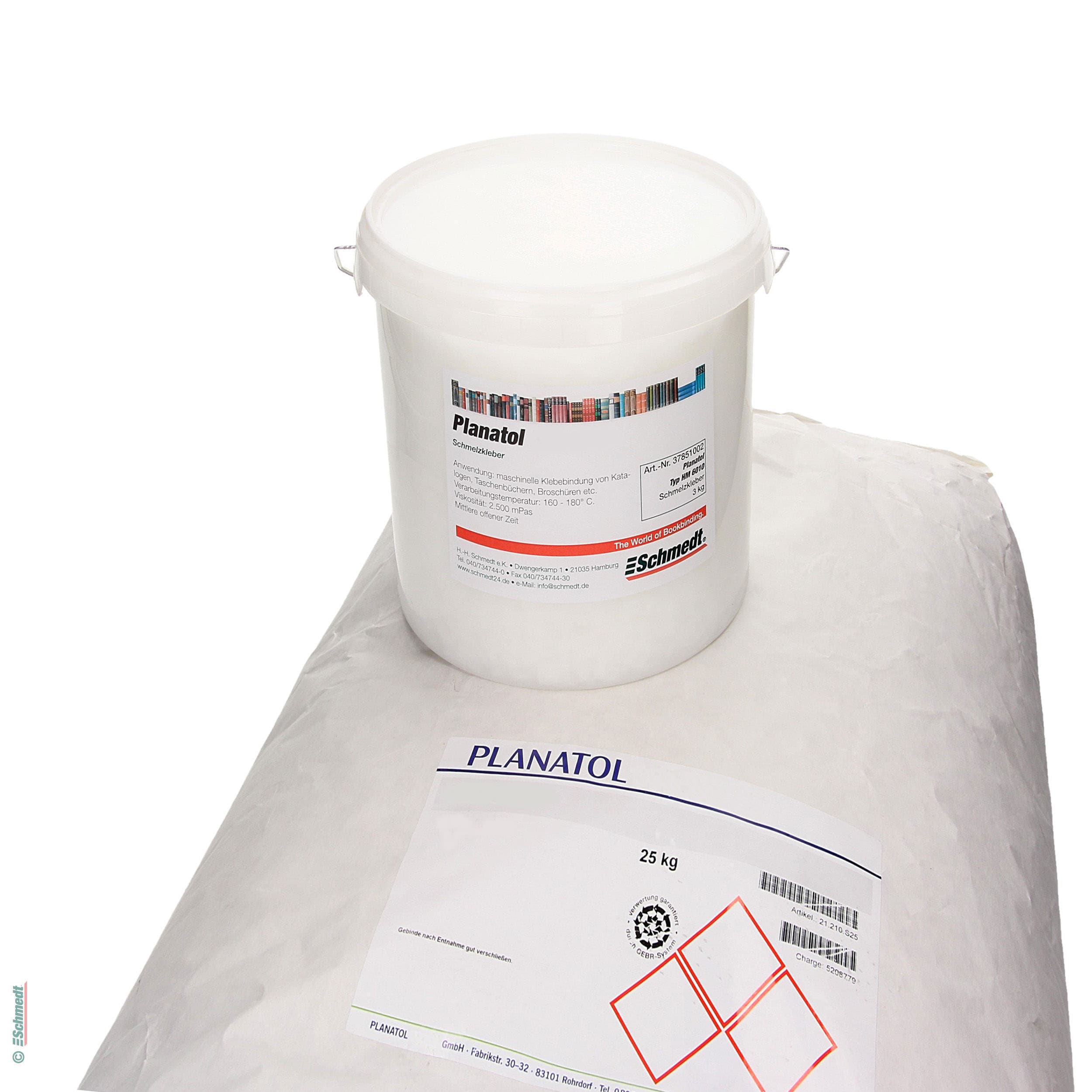 Planamelt R - colle thermofusible - Contenu Seau / 3 Kg - Le polivalent pour la reliure en dos carré collé, p. e de livres, catalogues, broc...
