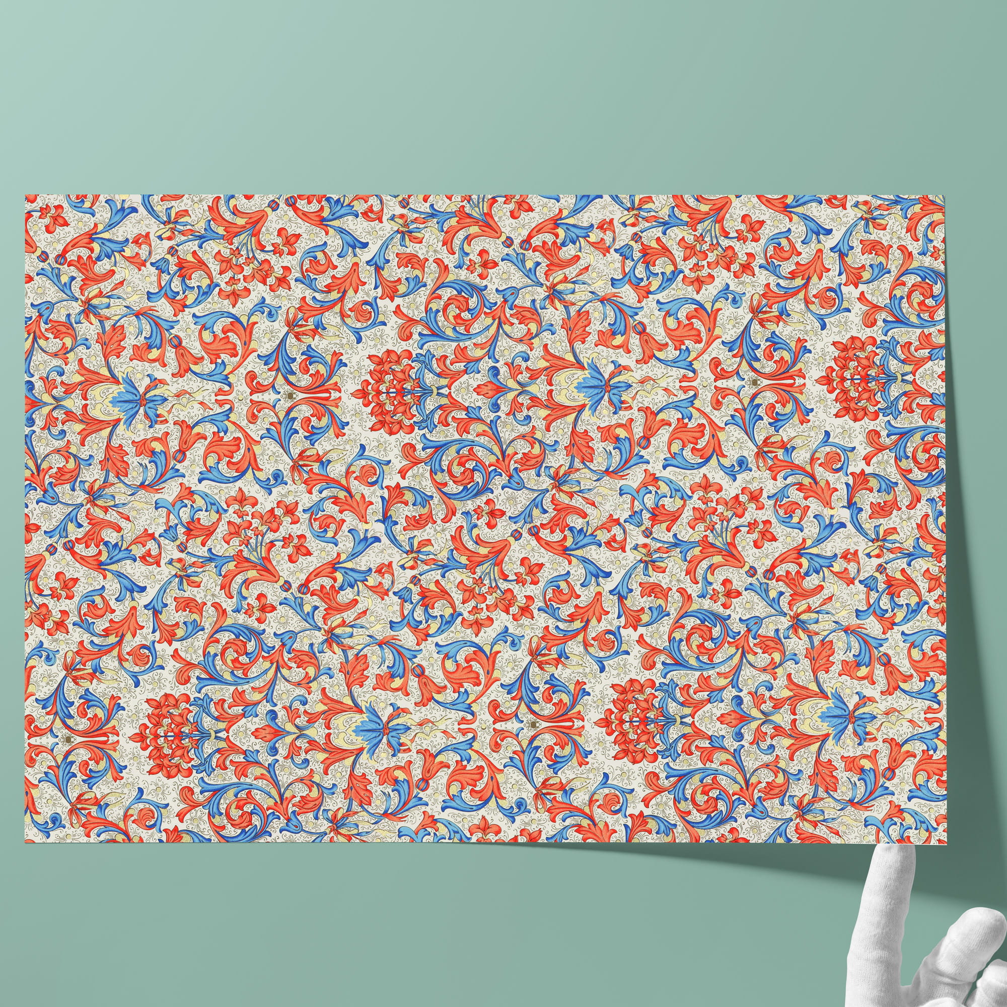 Papel florentino mate - Color 043 - Petit Fleur No. 9 - papel italiano cobertor para libros, cajas y estuches o para forrar el interior de u... - imagen-1