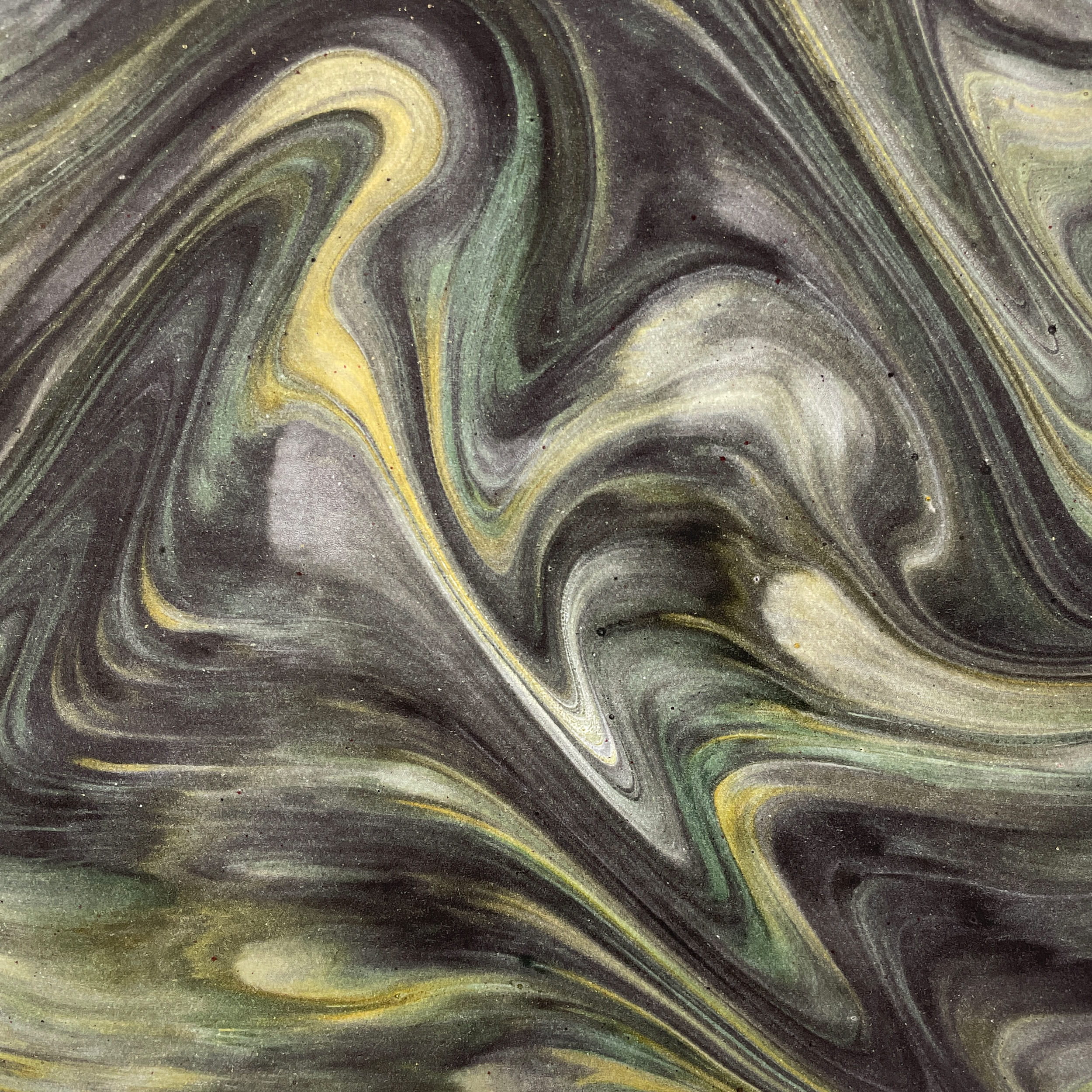 Papier marbré français véritable - Couleur 048 - vert/gris - Format 65 x 50 cm (ST)... - image-1