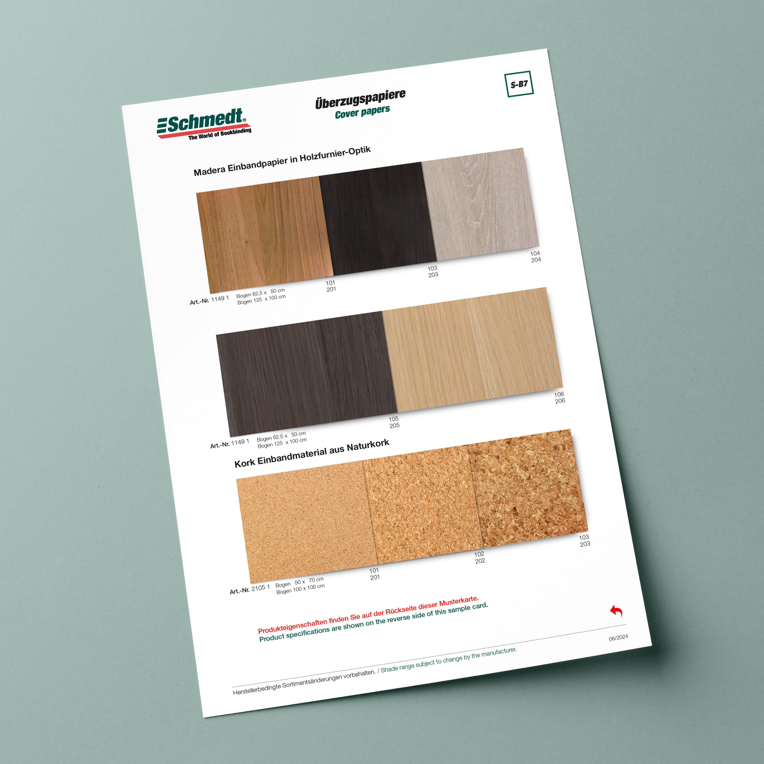 Samples card Madera, Cork - Type S-B7 Cover paper 6/6 - ... - image-1