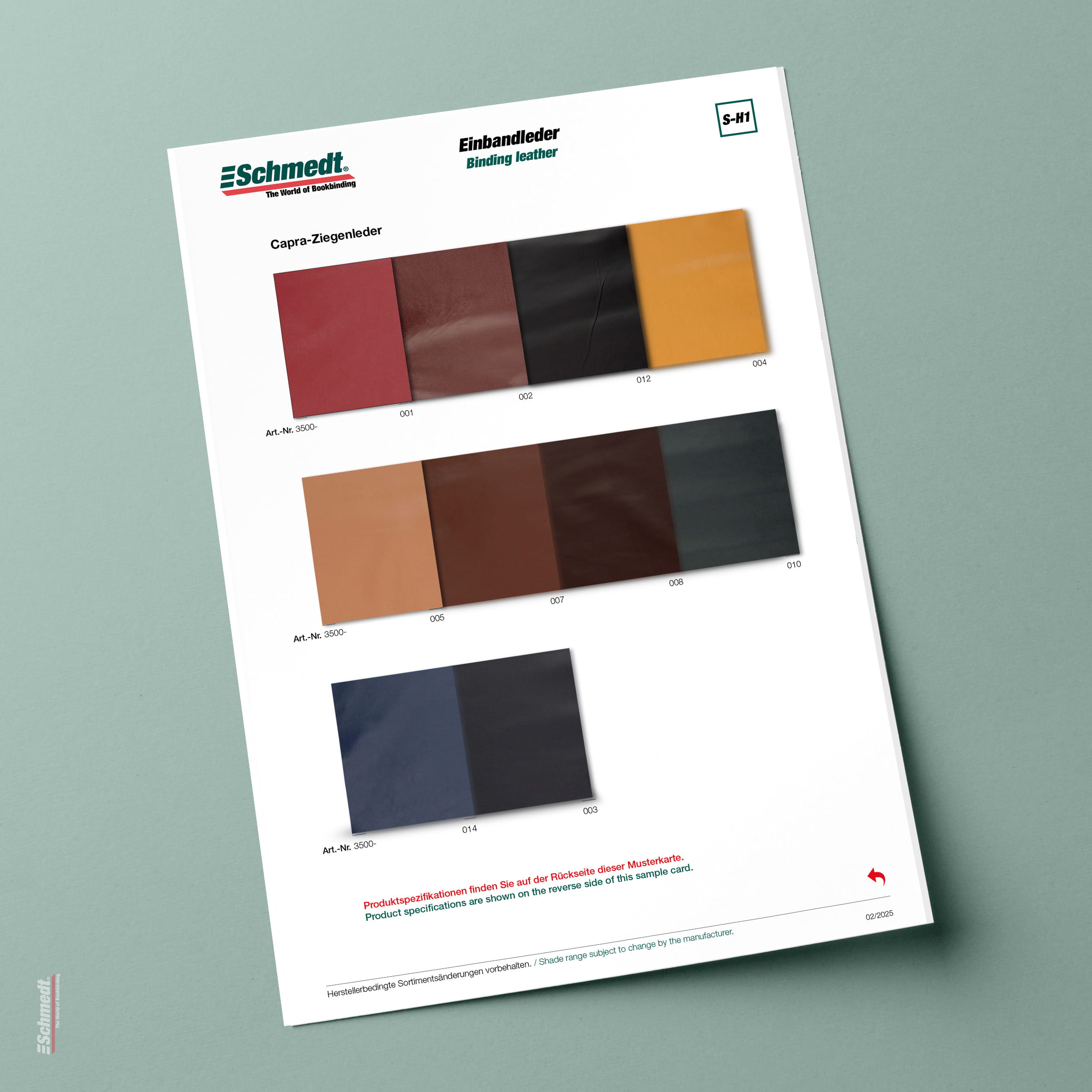 Sample card Capra goatskin - Type S-H1 Binding leather... - image-1