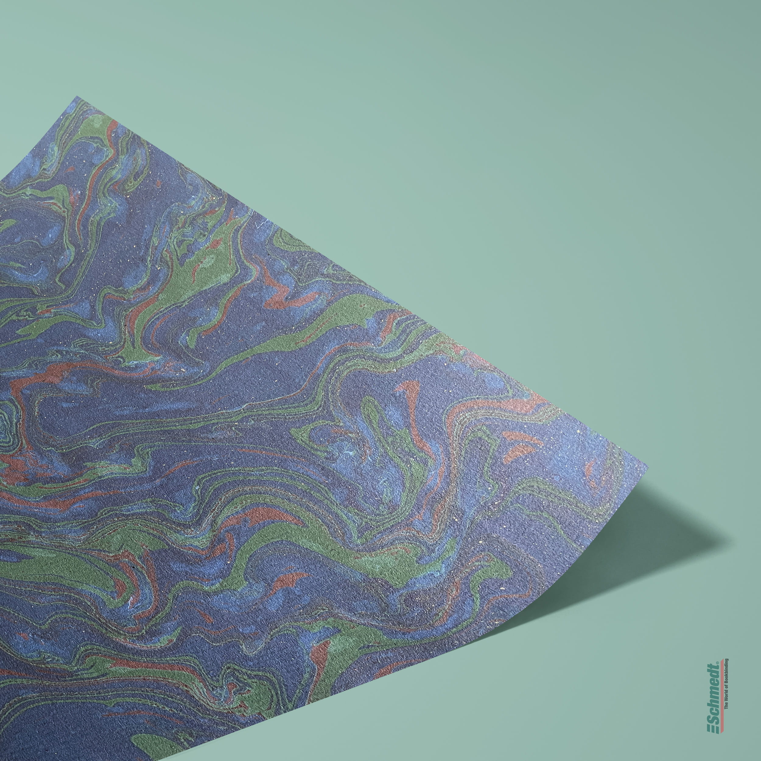 Echtes Pariser Marmorpapier - Farbe 072 - dunkelblau - Format 50 x 65 cm - Laufrichtung Breitbahn - Beziehen von Bucheinbänden, Kästen, Scha... - Bild-1