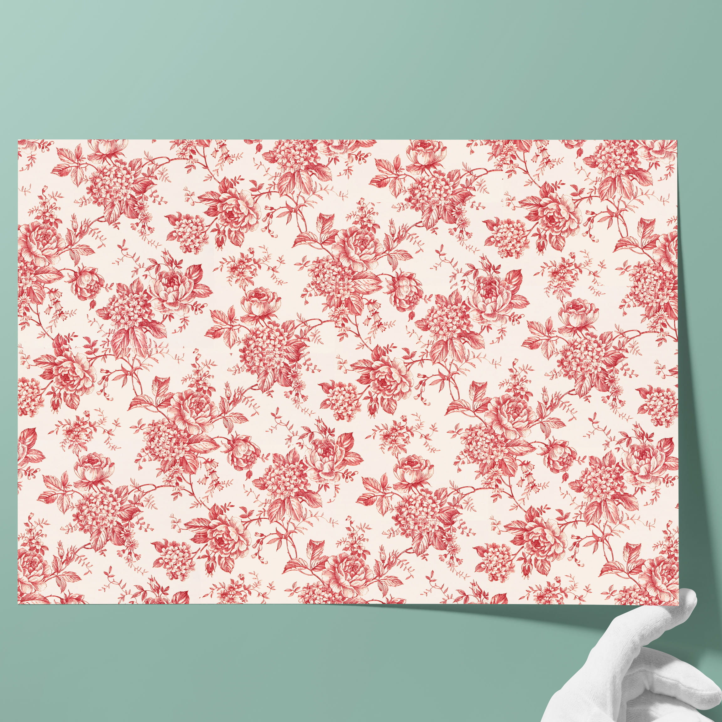 Buntpapier • Flächengewicht: 85 g/m² - Farbe 029 - Rosen & Hortensien - bedrucktes Papier als Bezugspapier für Bücher, Schachteln, Boxen, Ve... - Bild-1