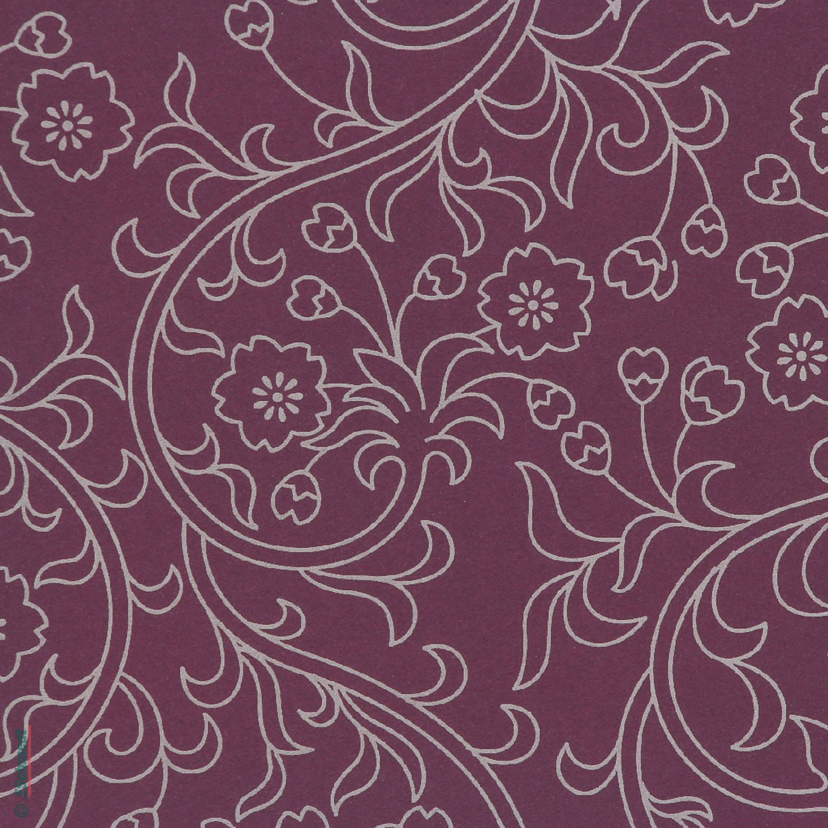 Papel decorado - Color Ornamente de flores púrpura - Gramaje 120 g/m² - papel impreso, se puede usar como papel cobertor para encuadernacion...