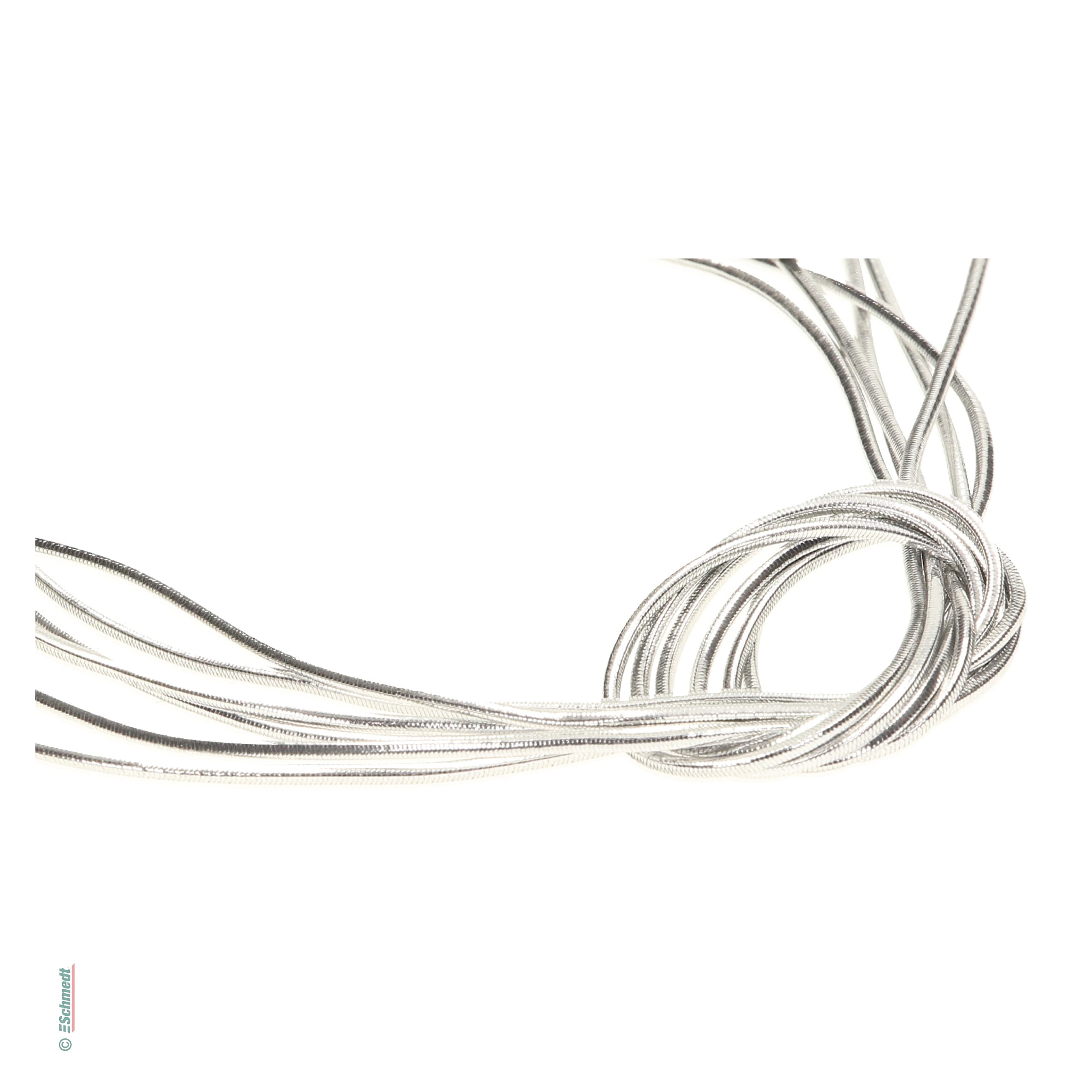 Ficelle élastique cramponnée comme anneau avec clip - Couleur 200 - argent métallisé - pour relier ou fermer chemises, cartes de menu, carte...