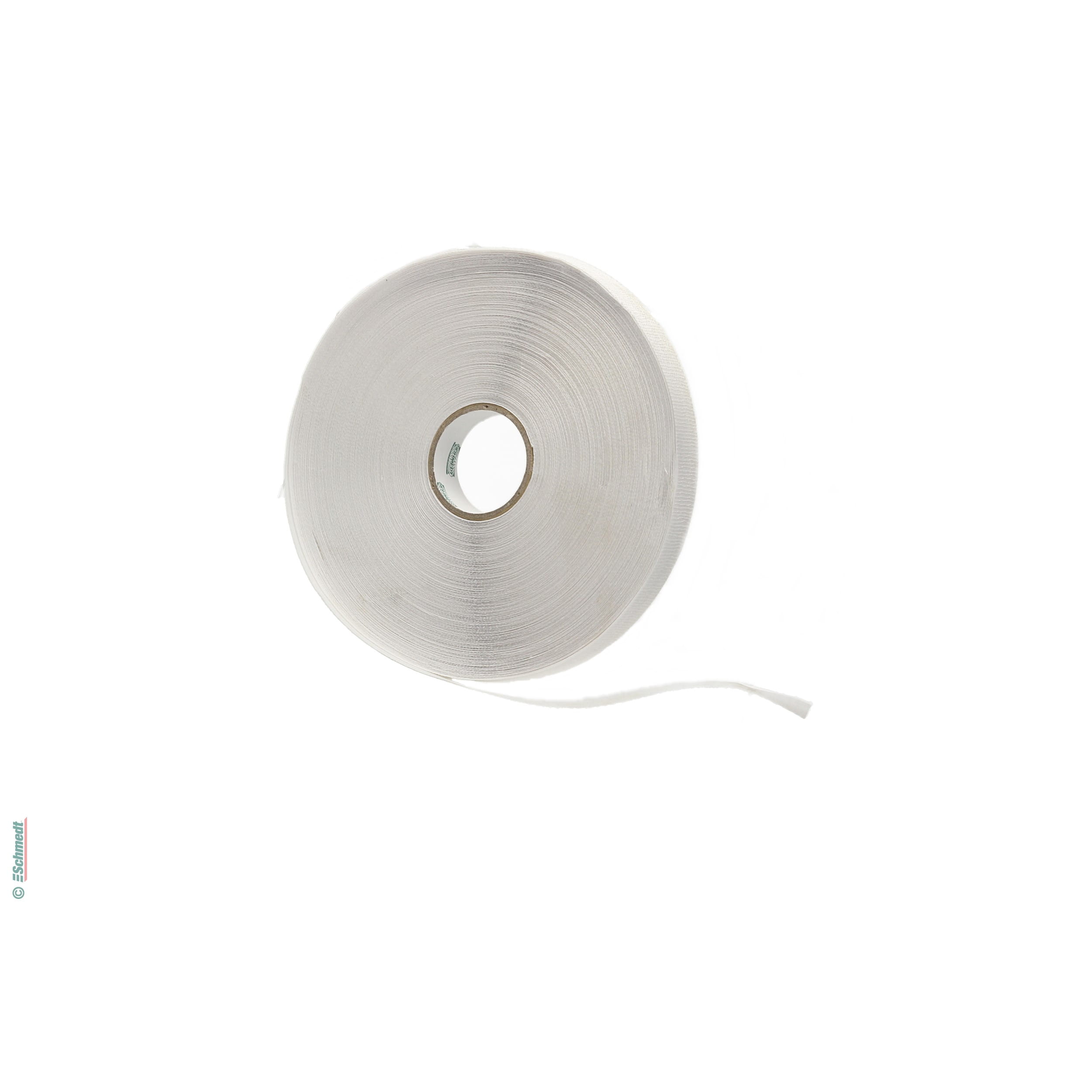 PräPlast tape • white - Material Backliner - Tape with 6 mm self-adhesive area to be fixed to the cardboard cover sheet of magazines prior t...
