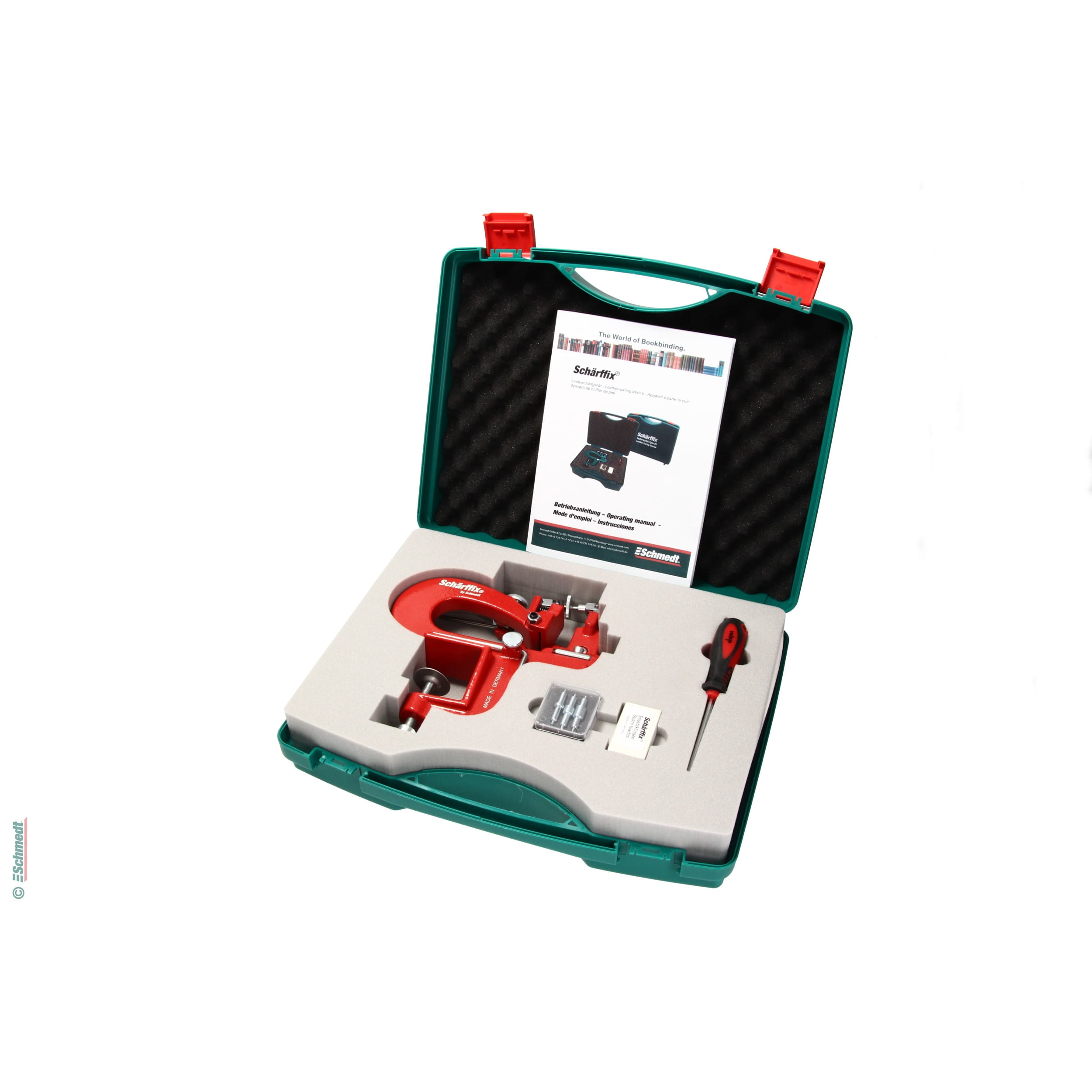 Schärffix® Lederschärfapparat - Farbe rot - RAL 3000 - Mit diesem Gerät lässt sich Leder für die weitere Verarbeitung ausschärfen (ausdünnen... - Bild-1