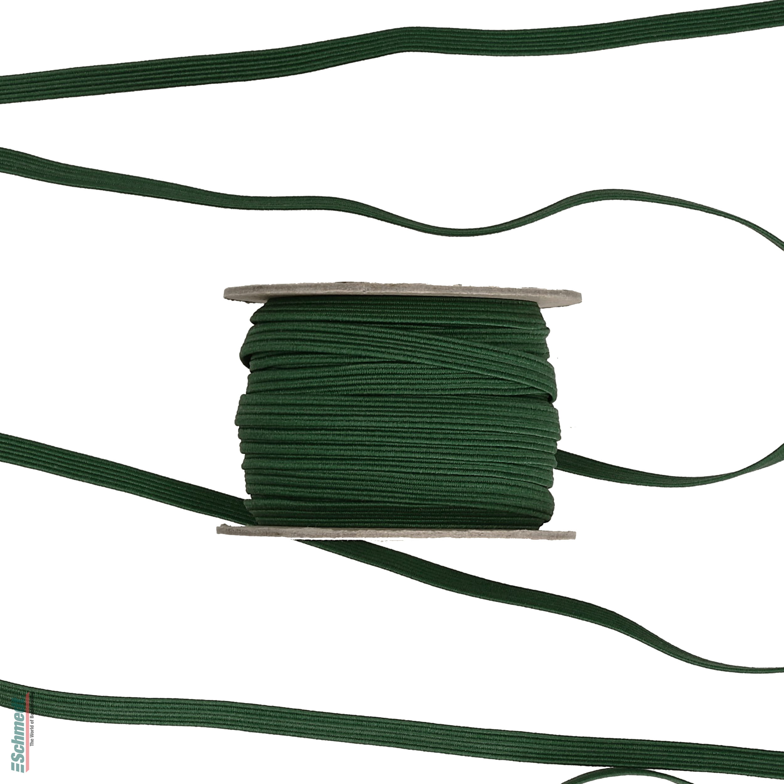 Gummilitze, flach • ca. 5,5 mm breit - Farbe 006 - flaschengrün - Rollenlänge (in m) 10 - Kann mit Metallsplinten (Art. 5390-99X) oder mit M... - Bild-2